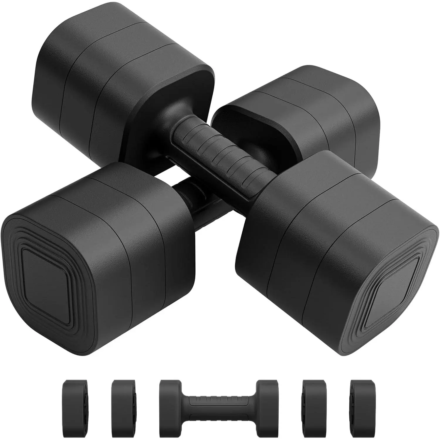 Adjustable Dumbbell Set of 2, Weights for Men and Women at Home, Anti-slip Handle, 3 in 1 Free Weights Dumbbells Set, 2lb/3lb/5lb/10lb/15lb/20lb for Pilates, Yoga, Strength Training