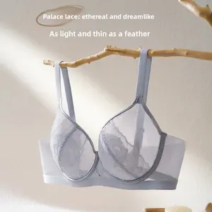 Soft Underwire Minimizer Lace Bra Thin Mesh No Foam Pads cup pain relief