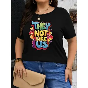 Plus Size, Plus Size Casual Printed T-Shirt