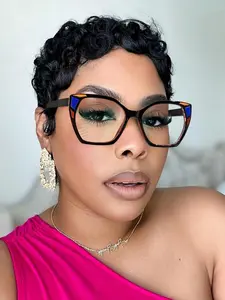 Women's Acrylic Bohemian Cat Eye Fashion Glasses, Stylish Trendy Eyewear, Casual Style for Daily Reading & Commuting, Ladies Eyewear Accessories