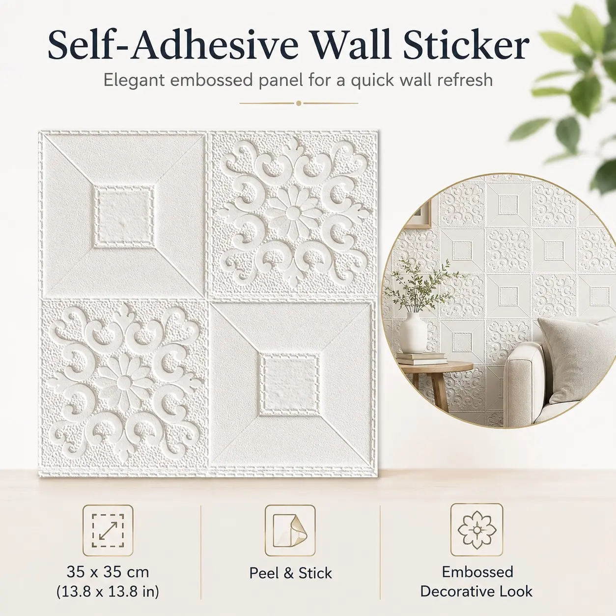 100pcs DIY 3D Ceiling Wallpaper Stickers, Self-Adhesive Waterproof Erasable Wall Decor, 3mm Thick, for Living Room Bathroom Kitchen Bedroom
