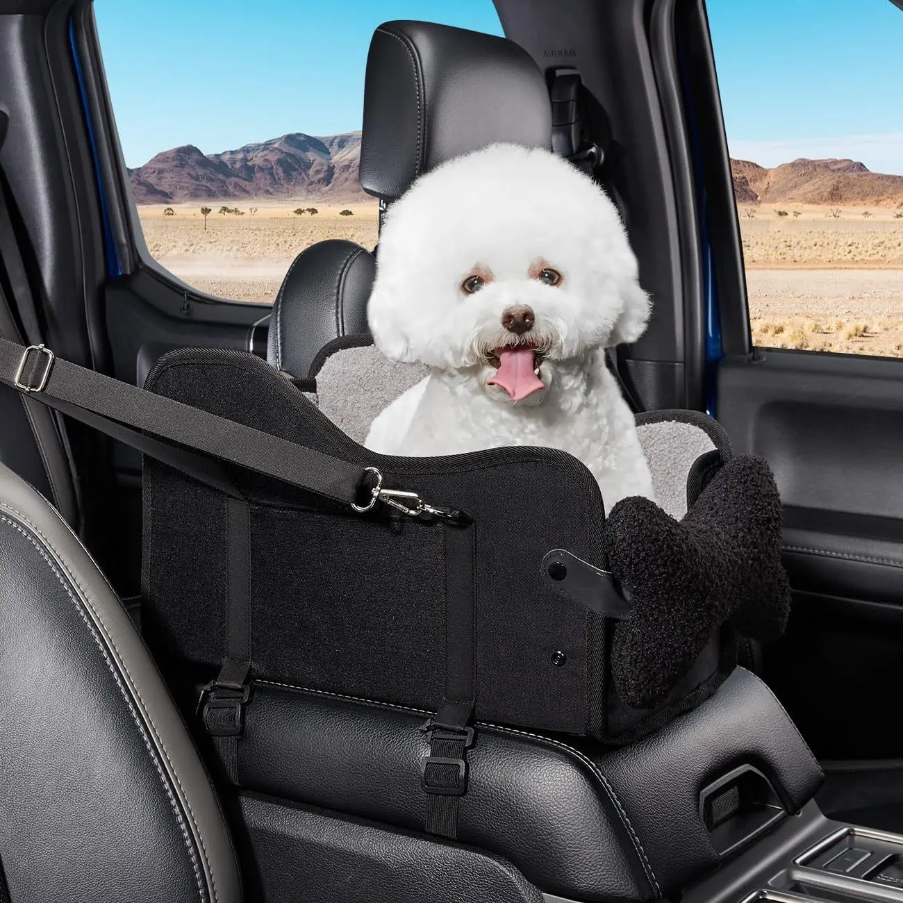 Adjustable Small Dog Car Seat, Fits Safety Belt and Headrest, Installs on Central Console, Suitable for Suvs, Durable