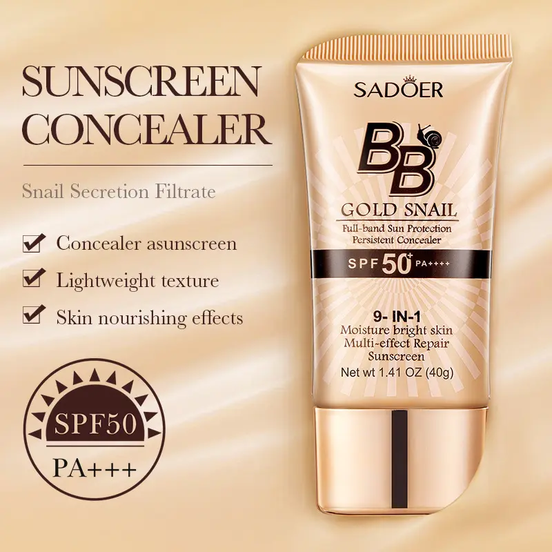Gold Snail Moisturizing BB Cream SPF50+ PA+++ Mild Concealer Isolation Makeup Base for Daily Outdoor Use