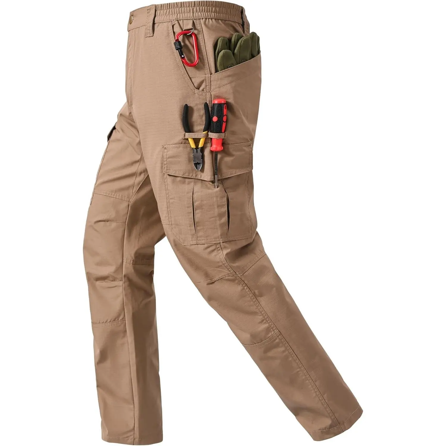 Men's Ripstop Waterproof Cargo Work Pants, Tactical Hiking Pants with 7 Pockets for Outdoor Work Hiking