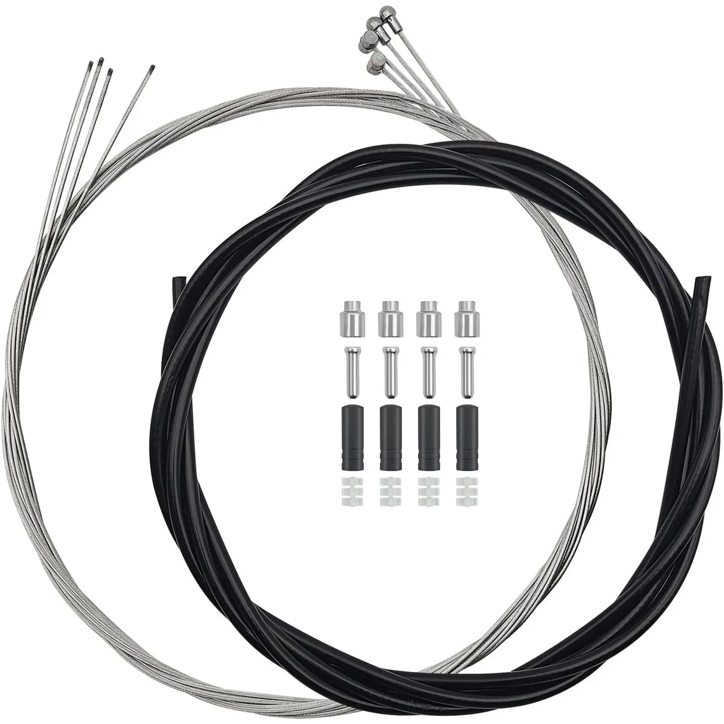 4 Pcs Universal Bike Brake Cable Kit Standard Bicycle Brake Line for Road Mountain MTB with 2.5M Brake Cable Housing & Crimps Accessories