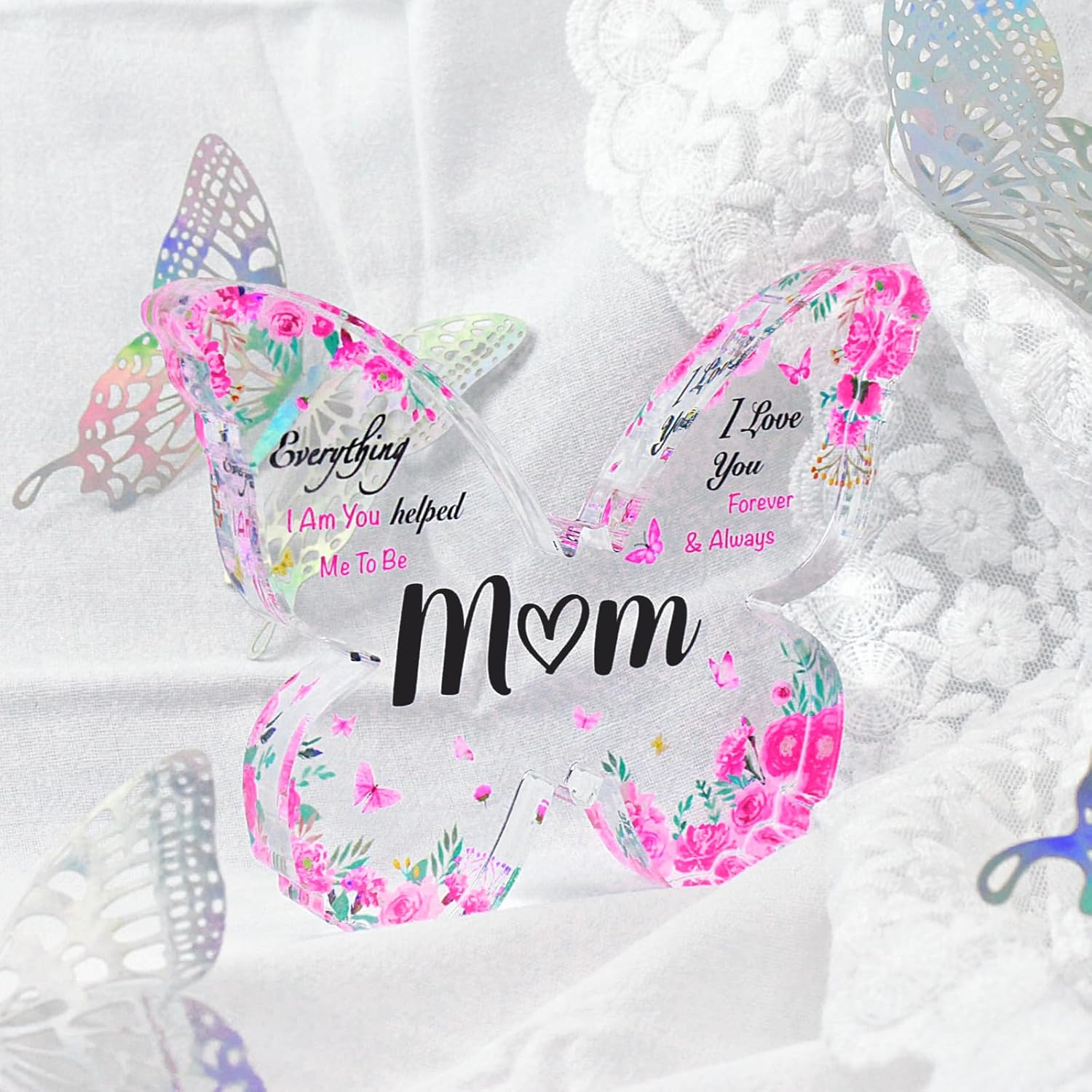 Mothers Day Gifts for Mom - Engraved Butterfly-Shaped  Plaque Decor 5 x 3.8 Inch - Mom Birthday Gifts from Daughter Son -  Birthday Christmas Mothers Day Gifts for Mom, Ideas