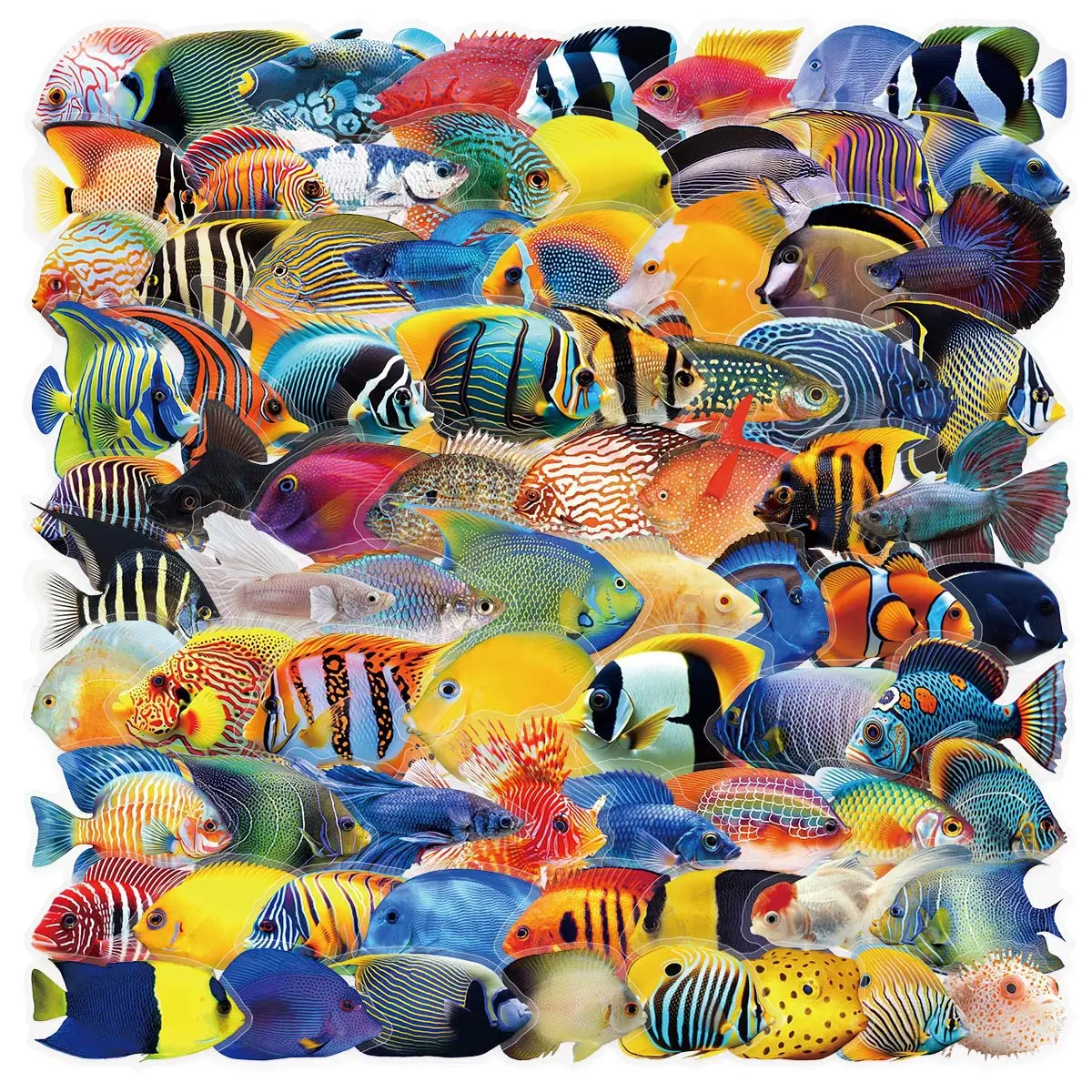 100pcs Cartoon Fish Transparent PET Office Stickers/Notebook Stickers, Car Decorative Sticker, Decal For Cars, High-Value, Positive Energy Gifts for Decorating Journals, Scrapbooks, Computers, Water Bottles, Cars, Etc.
