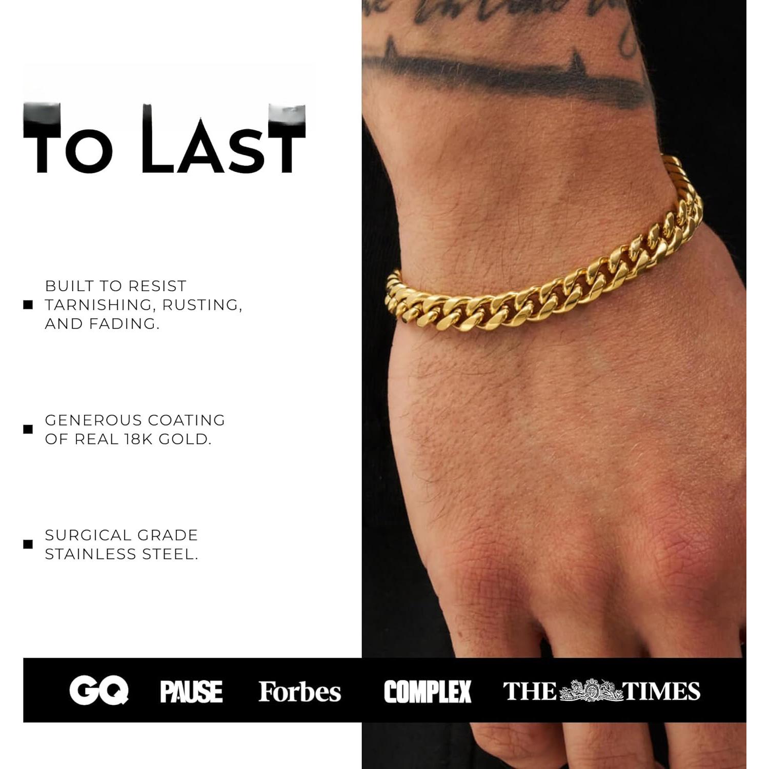 | Cuban Link Bracelet |, Heat &  Resistant | Gifts for Men | Men's  | Size 8MM