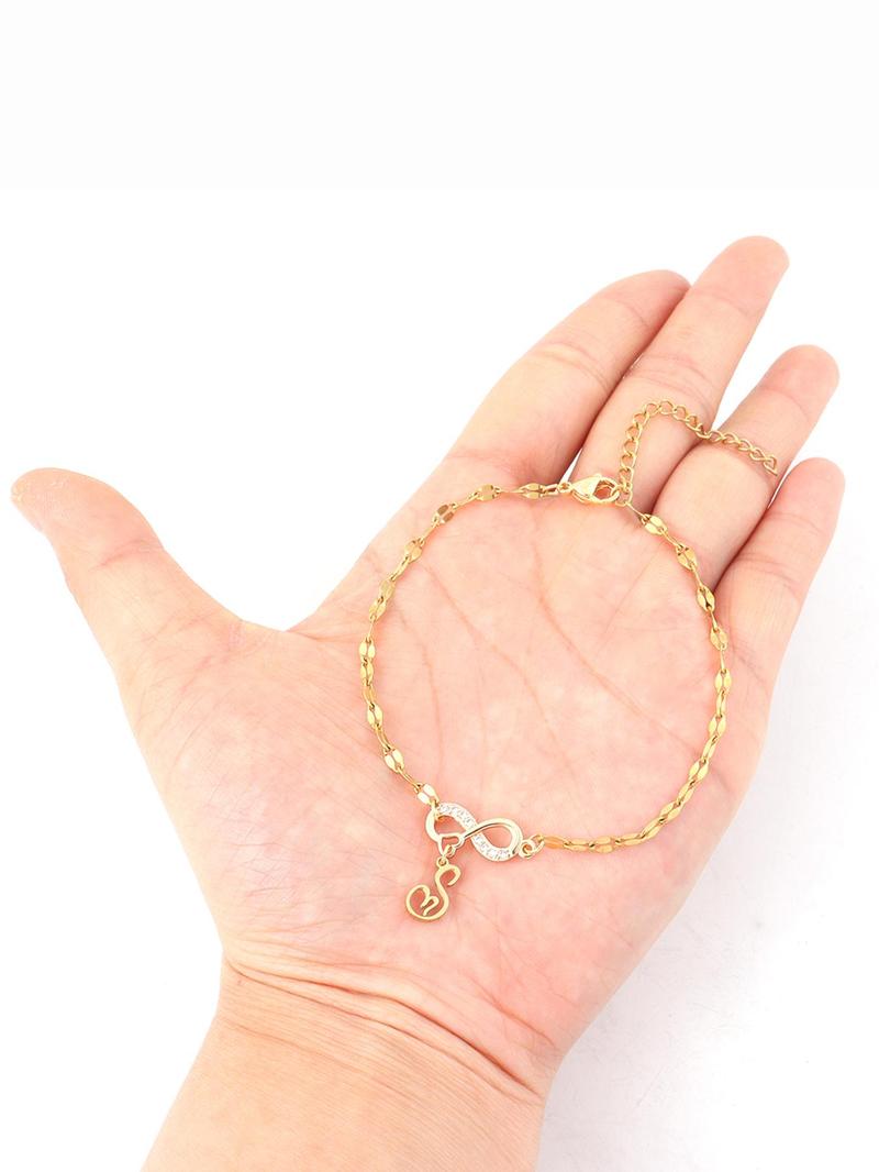 Initials Anklet for Women, Fashionable Heart Charm Anklet for Beach Party Vacation, Elegant All-match Fashion Accessories for Daily Wear