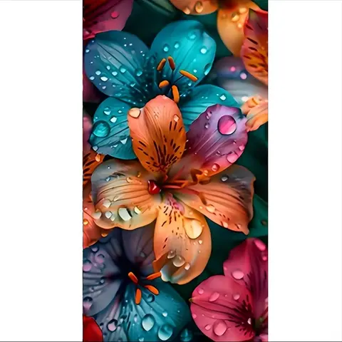 Flower Pattern DIY Diamond Arts Colorful Painting Kit without Frame, DIY 5D Diamond Arts Colorful Painting Kit, Wall Art Decor for Home Living Room Bedroom, Diamond Pattern Design, Craft, DIY Kits