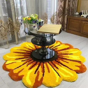 Simple Flower Shaped Soft Plush Fluffy Rug Anti-Slip Floor Mats Indoor Household Bedroom Home Decoration Mat Carpet 50cm/65cm