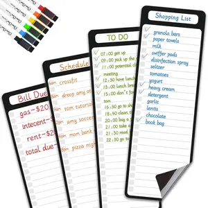 4"x12" Magnetic Dry Erase Multifunctional List Board for Fridge, Includes 6 Extra Fine Point Markers, Shipped Flat