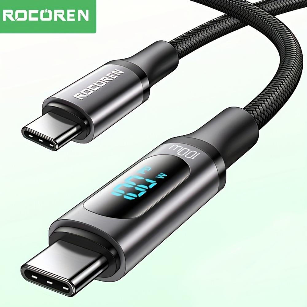 100W USB C To Type C Cable, USB PD 3.0 Fast Charging Charger Cable With LED Display Wire Cord, Universal USB-C 5A TypeC USBC Cable For Macbook Pro Air Laptop