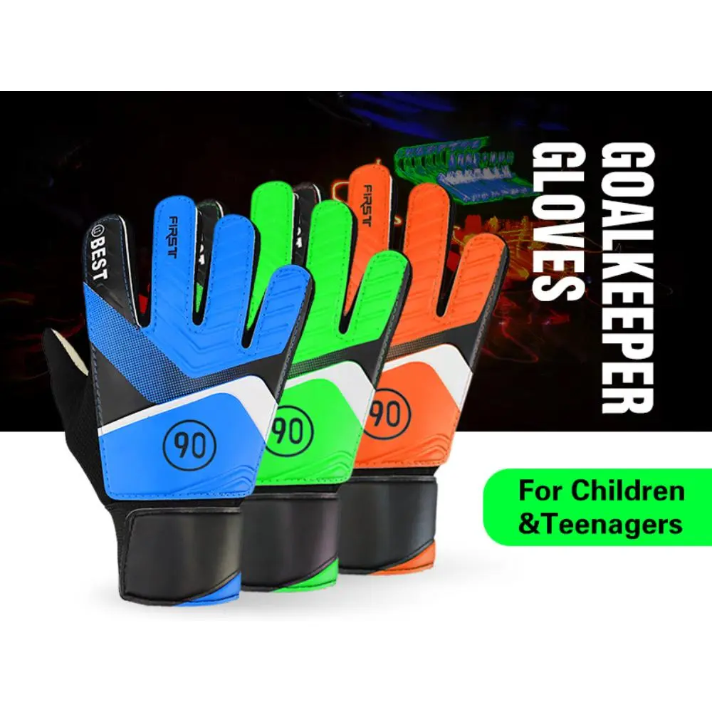 Youth Football Goalkeeper Gloves, Color-Block Design with Thick Cushioned Palm, All-Weather Waterproof Fabric & Double Wrist Support, Football Gloves, Gloves For Football