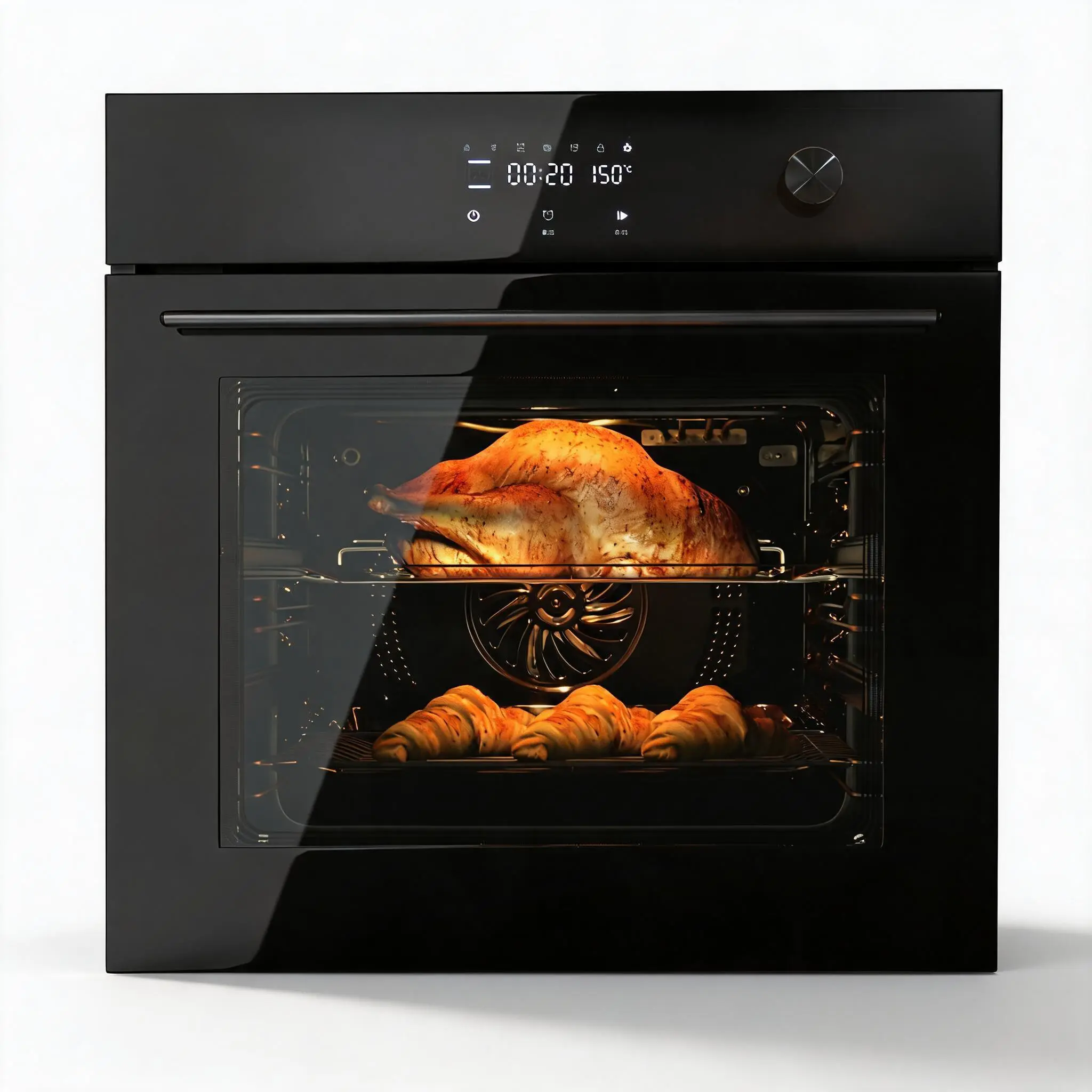 Garvee 24" Built-In Electric Single Wall Oven, 2.5Cu.Ft Stainless Steel Convection Oven with Touch Screen & 3-Layer Insulated Glass Door, 240V 3000W Fast Cooking for Home Kitchen