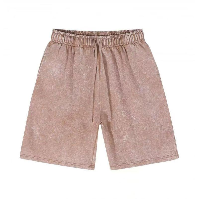Summer men's retro vintage casual shorts,100% Cotton 260G loose and comfortable solid color shorts, gym fitness shorts