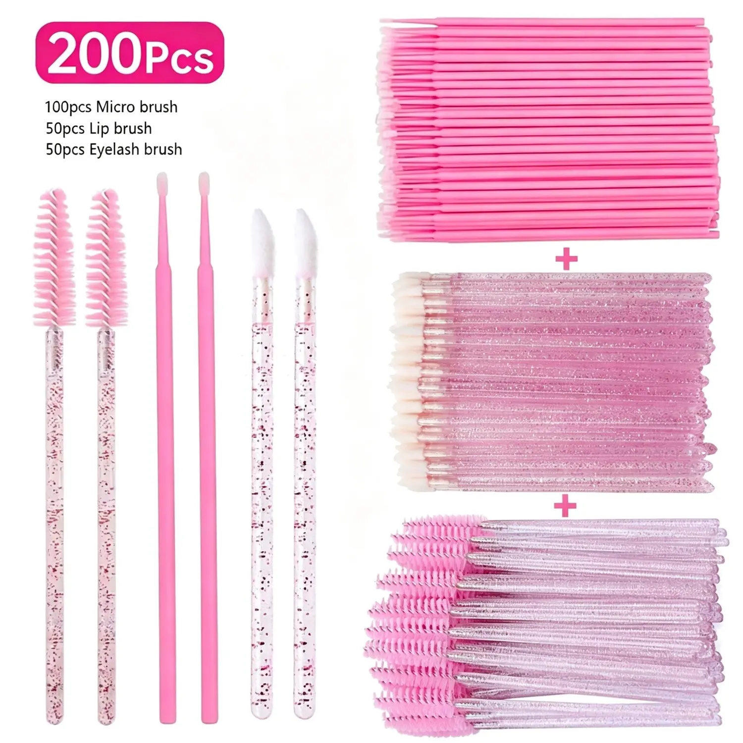 ✨200/400Pcs Disposable Makeup Tool Set Cosmetic Tools – Lip Brushes + Eyelash Brushes + Micro Swabs – Ideal for Lipstick, Eyeshadow, Eyelash Extensions & Nail Polish Application