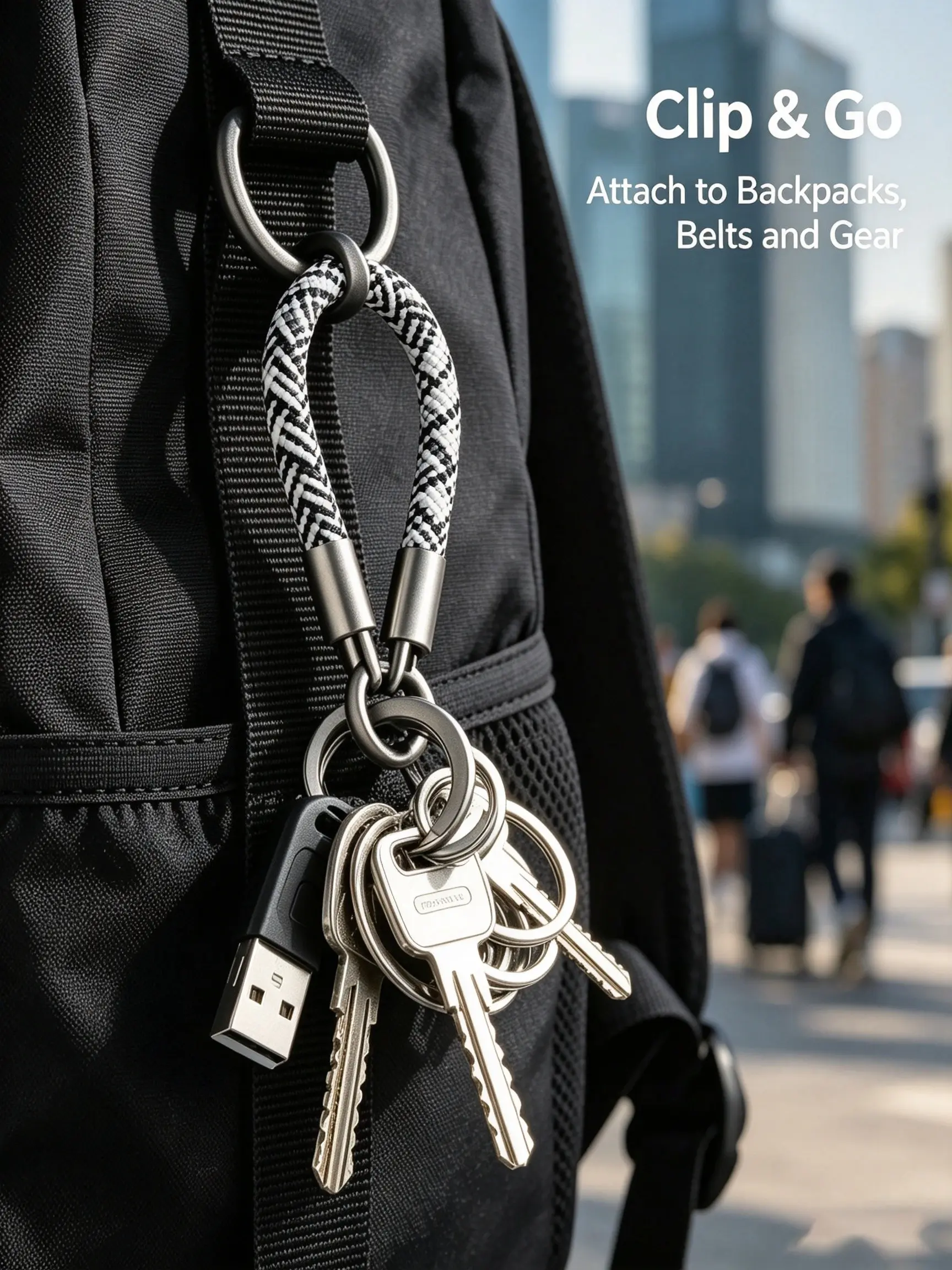 Multi-Ring Keychain Organizer, Portable Durable Detachable Key Ring, Unisex Door Access Card Holder, Outdoor Hiking Essential, Keychain for Bags