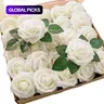 25pcs/Box Artificial Roses, Real-Looking Ivory Foam Fake Roses with Stems, Decorative Fake Florals, Fake Flowers for DIY Wedding Bouquets, Bridal Shower Centerpieces & Party Table Decorations #GLOBAL PICKS