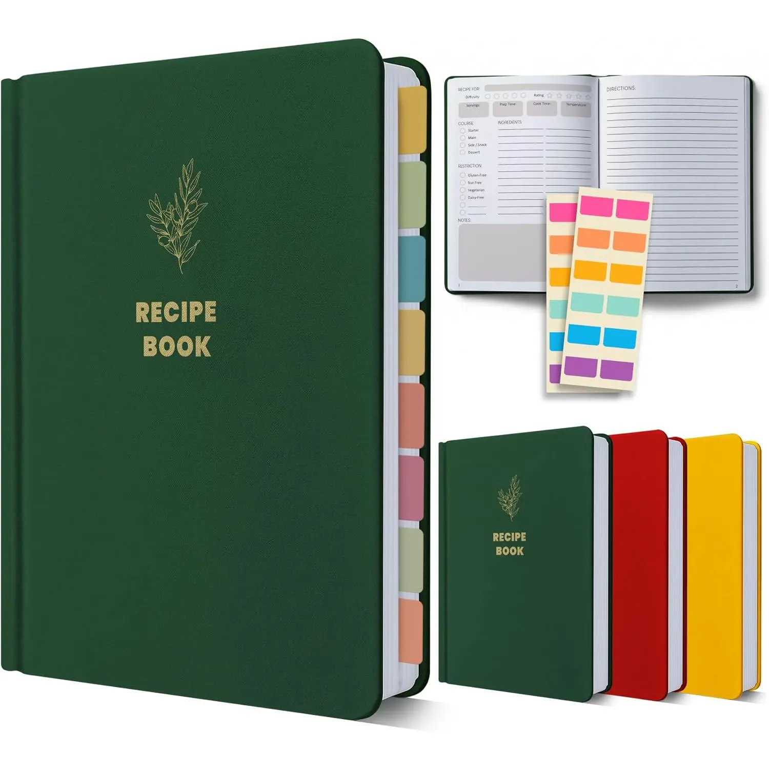 Recipe Book to Write in Your Own Recipes -  Hardcover | 6×8.5", Thick No-Bleed Paper, Blank Recipe Notebook with 144 Pages for 68 Recipes - Conversion Charts & Measurement