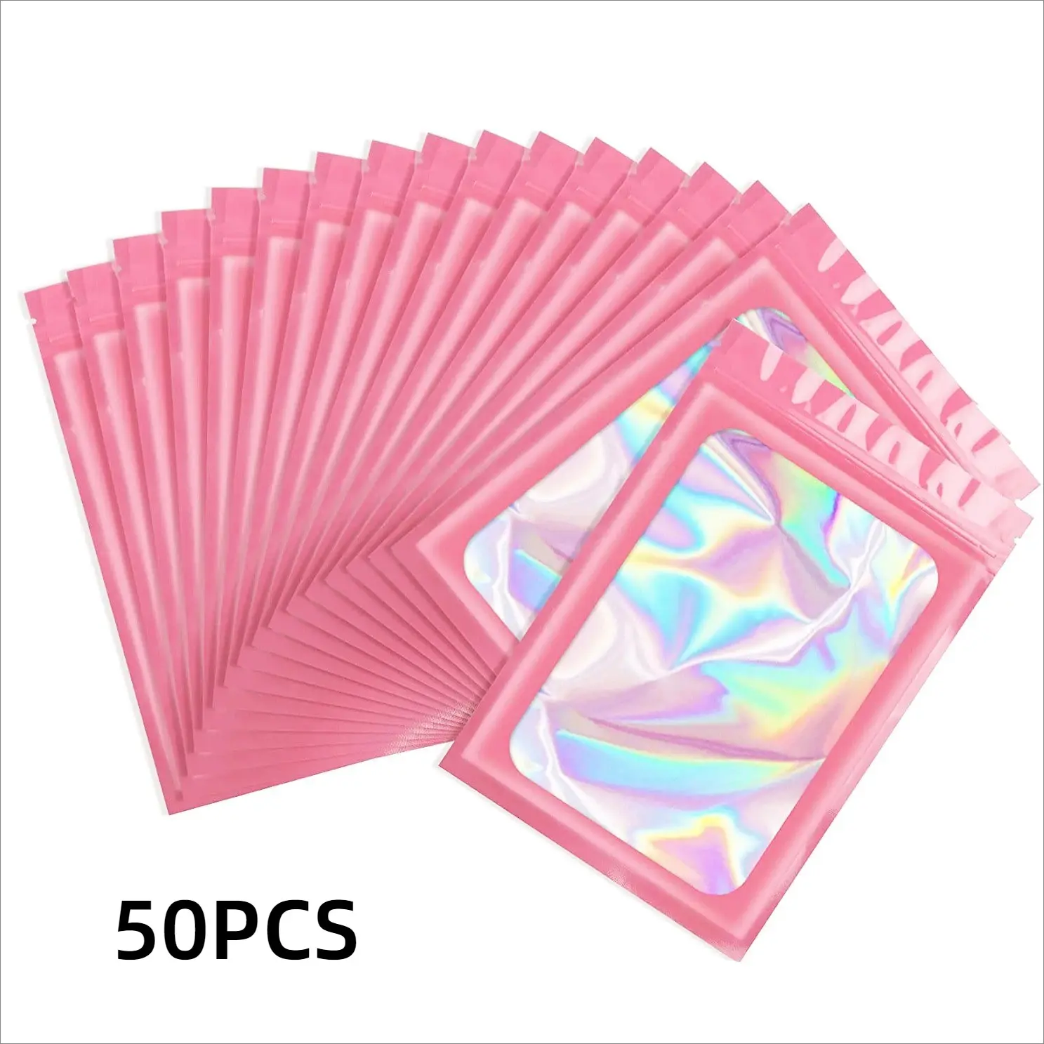 Holographic Rainbow Sealed Bag, Self-Seal Zipper Dust-Proof Design, Nail Art Stickers/fake Eyelashes/jewelry Storage, Eye-Catching Packaging
