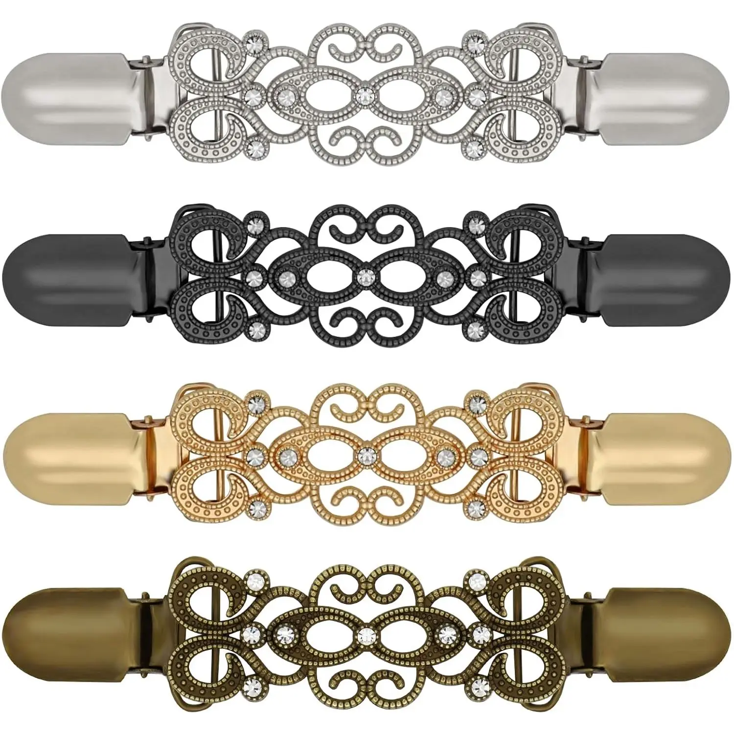 4 Pcs Cinch Clips Vintage Dress Clips Back Cinch Shawl Sweater Cardigan Collar Fit Wsist Cincher Clip Pant Waist Tightener Clothes Clip to Tighten Dress for Women(Classic Style)