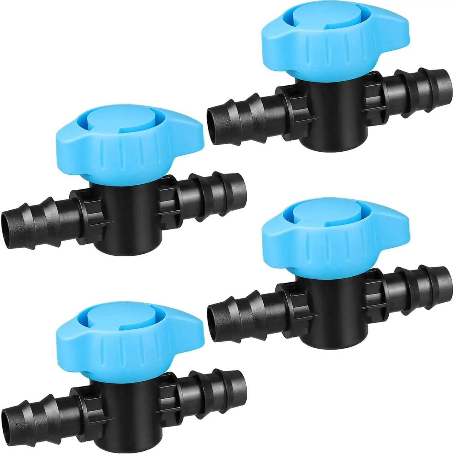 Drip Irrigation Valve Tubing Fittings 1/2 inch, 4 count Barbed  Valves Drip Line  For 1/2 Inch Drip Irrigation Tubing (.570-.620" ID), Shut Off  Water Flow For Sprinkler Systems