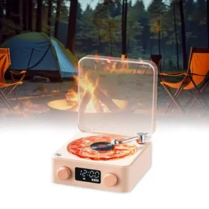 Waves Vinyl Bluetooth-compatible Speaker, Mini Record Player Style, Ocean Sound Noise, Retro Bluetooth-compatible Speakers with Light and Timer, Gift for Girls Women