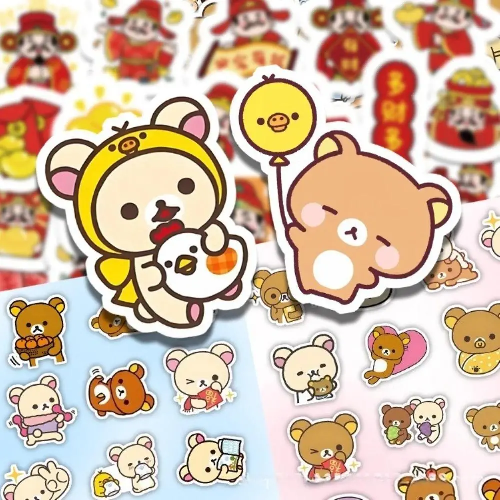 100PCS Kawaii Rilakkuma Bear Stickers for Guitar DIY Bicycle Skateboard Laptop Luggage Cute Cartoon Sticker Toy Decor
