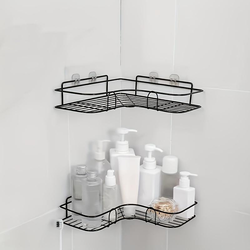 Corner Shelf Bathroom Storage Rack, No-Drill Metal Organizer, Space-Saving Rack for Bathrooms, Kitchens and Dorms, Wall-Mounted Toilet Cabinet