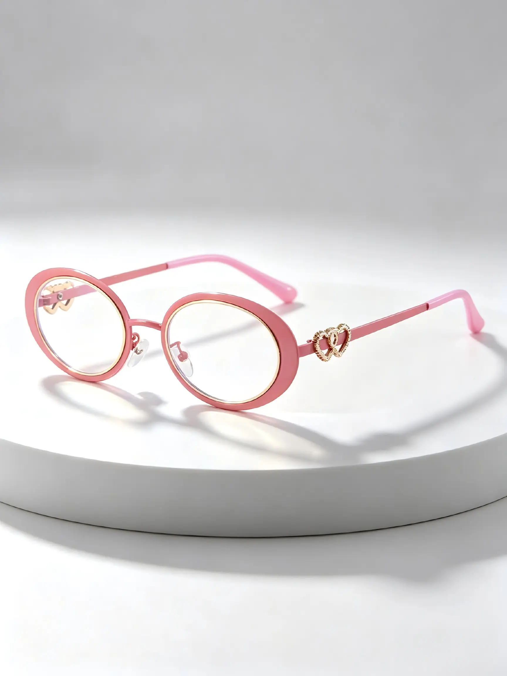 New Oval Frame Personality Glasses, Fashionable Eyewear Decor, European and American Style, Dual Heart Design, 1pc Unique Sunglasses
