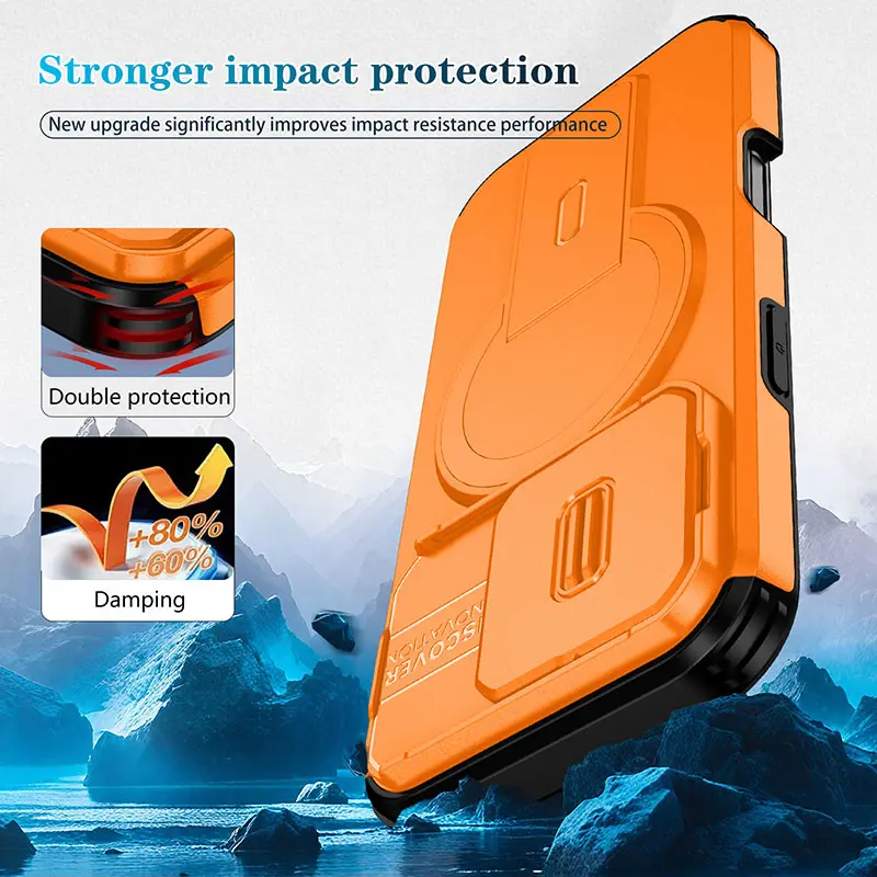 Phone Cases For iPhone 17 Air 16 15 14 Plus 11 Pro Max 13 12 Mini Case, shatterproof camera guard Integrated Bracket Rotating Anti Fall Protective Cover Shockproof Magnetic Phone Case with Lens Protector