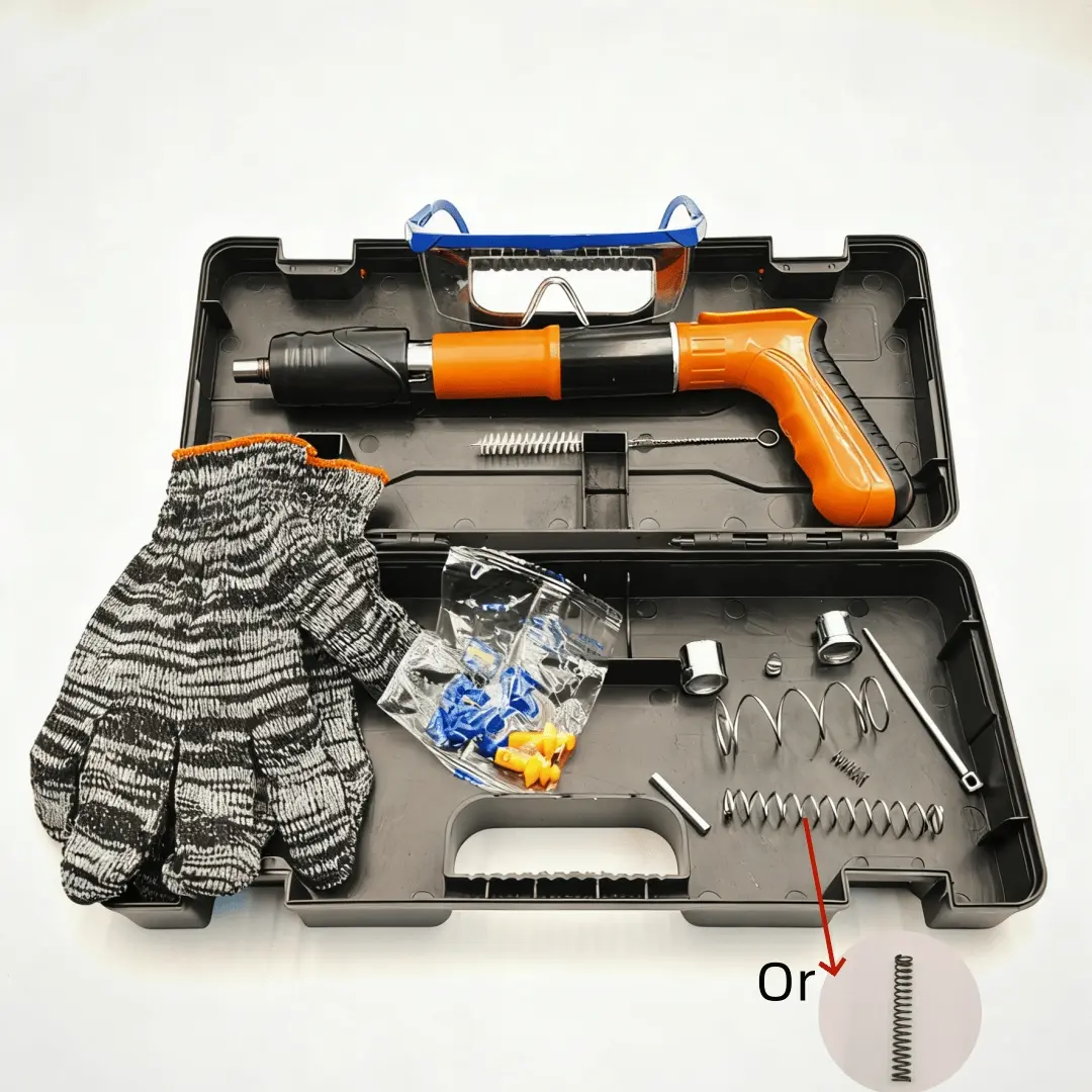 Multifunctional Mini Nail Gun Set – 5-Speed Adjustable Steel Nail Gun with Silencer, Home Improvement Tool, Hardware, Cement Wall Fastening Tool, Portable Mini Nailer for Woodworking (Includes Accessories)