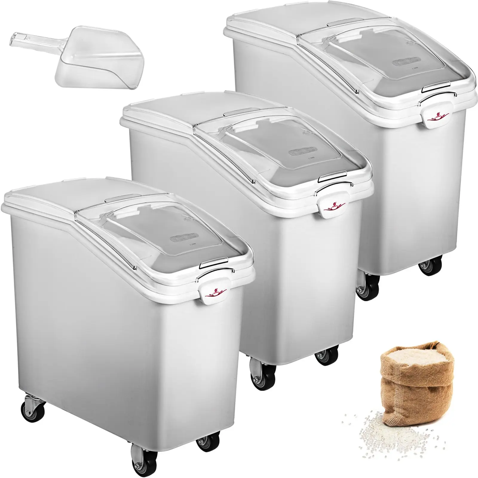 VEVOR 3-Pack Plastic Polypropylene Dry Ingredient Storage Boxes with Lids, Covers & Casters, 21 Gal Buckets for Commercial Restaurant Kitchen (Tools & Hardware)