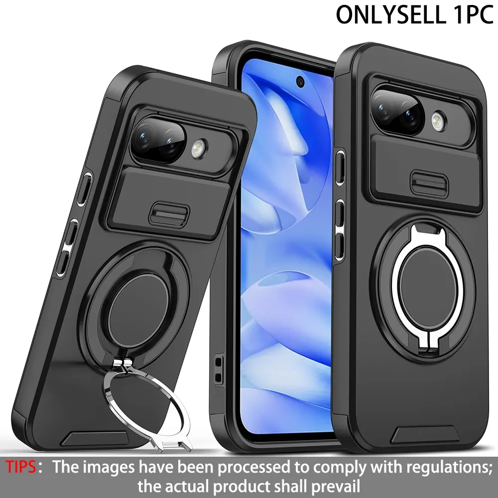 Magnetic phone case with 360° rotatable kickstand compatible with Google Pixel 11 Pro XL, Pixel 10 Pro, Pixel 10A, Pixel 9A, Pixel 8 Pro and Pixel 7 Pro. sliding camera lens cover, stylish, TPU Shockproof and long-wearing protective cover. Protection