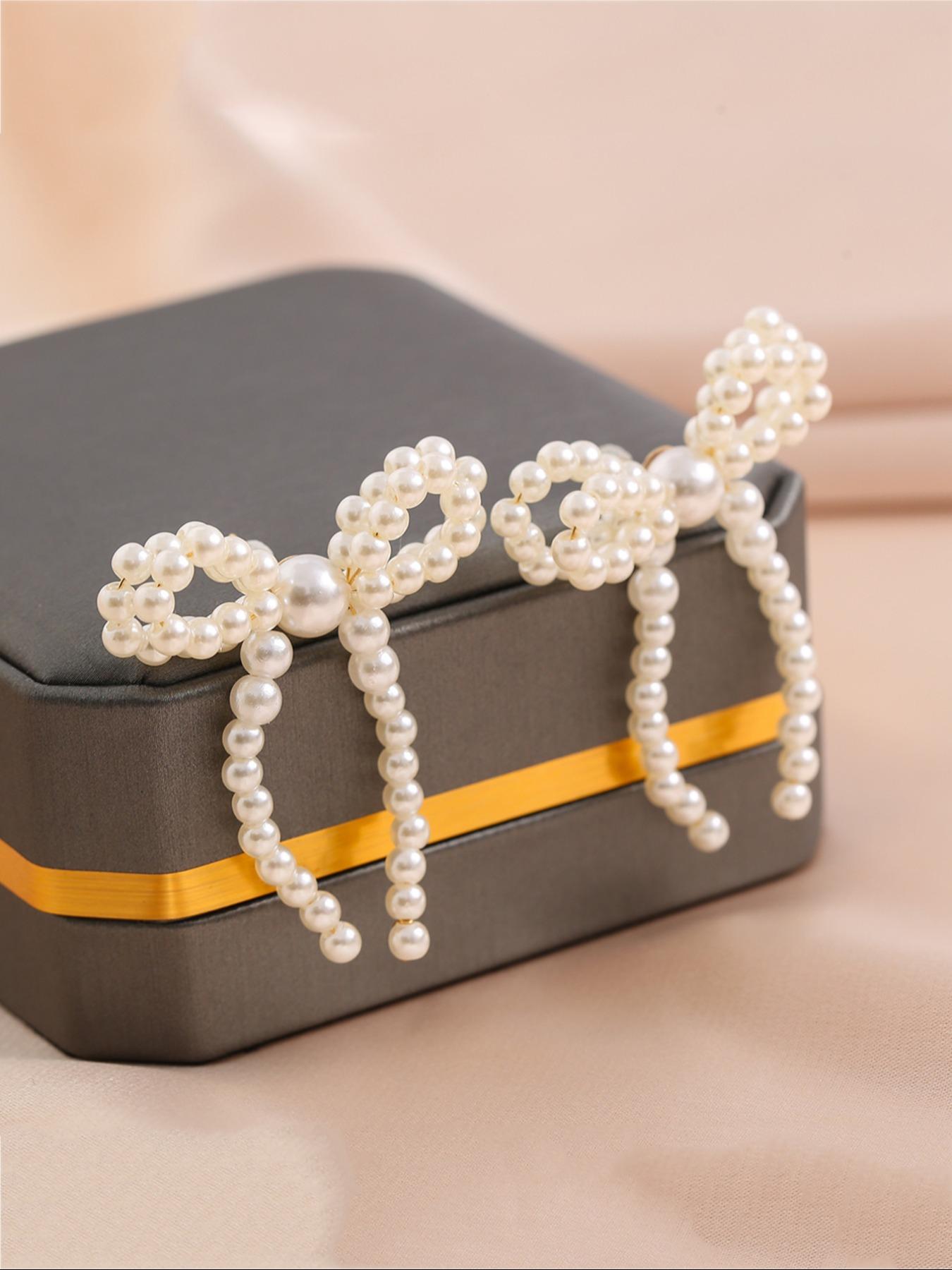 Gorgeous Faux Pearl Bow Decor Stud Earrings, Fashion Elegant Earrings Jewelry for Women, Daily Clothing Decor, Trendy Faux Pearls Craftsmanship Jewelry for Birthday Gift Fall, Mother's Day Gift, Versatile Earrings Gorgeous Faux Pearl Bow Decor Stud Earrings, Fashion Elegant Earrings Jewelry for Women, Daily Clothing Decor, Trendy Faux Pearls Craftsmanship Jewelry for Birthday Gift Fall, Mother's Day Gift, Versatile Earrings