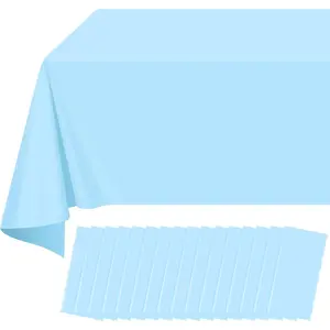 16 Pack Light Blue Plastic Tablecloth for Rectangle Tables, Premium Decorative Blue Disposable Table Cloths for Parties, Rectangle Party Table Cover for Birthday Wedding Shower, 54x108 Inch