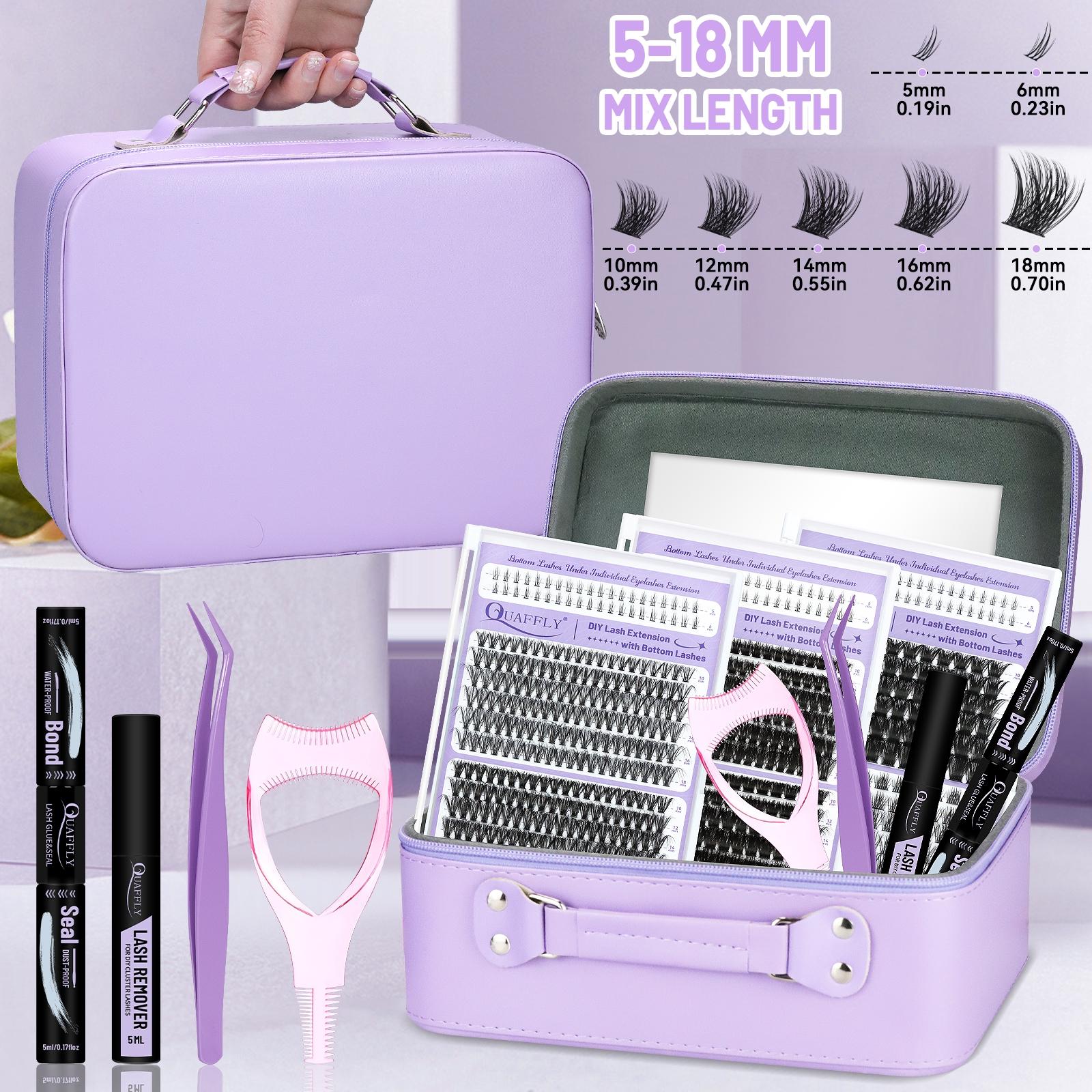 Eyelash Extension Kit, 1 Box Portable Eyelash Makeup Kit, Including Eyelash Glue, Sealer, Remover, Tweezers, Eyelash Curler Protector, Eye Makeup Tool, Cosmetic, DIY Eyelash Extensions
