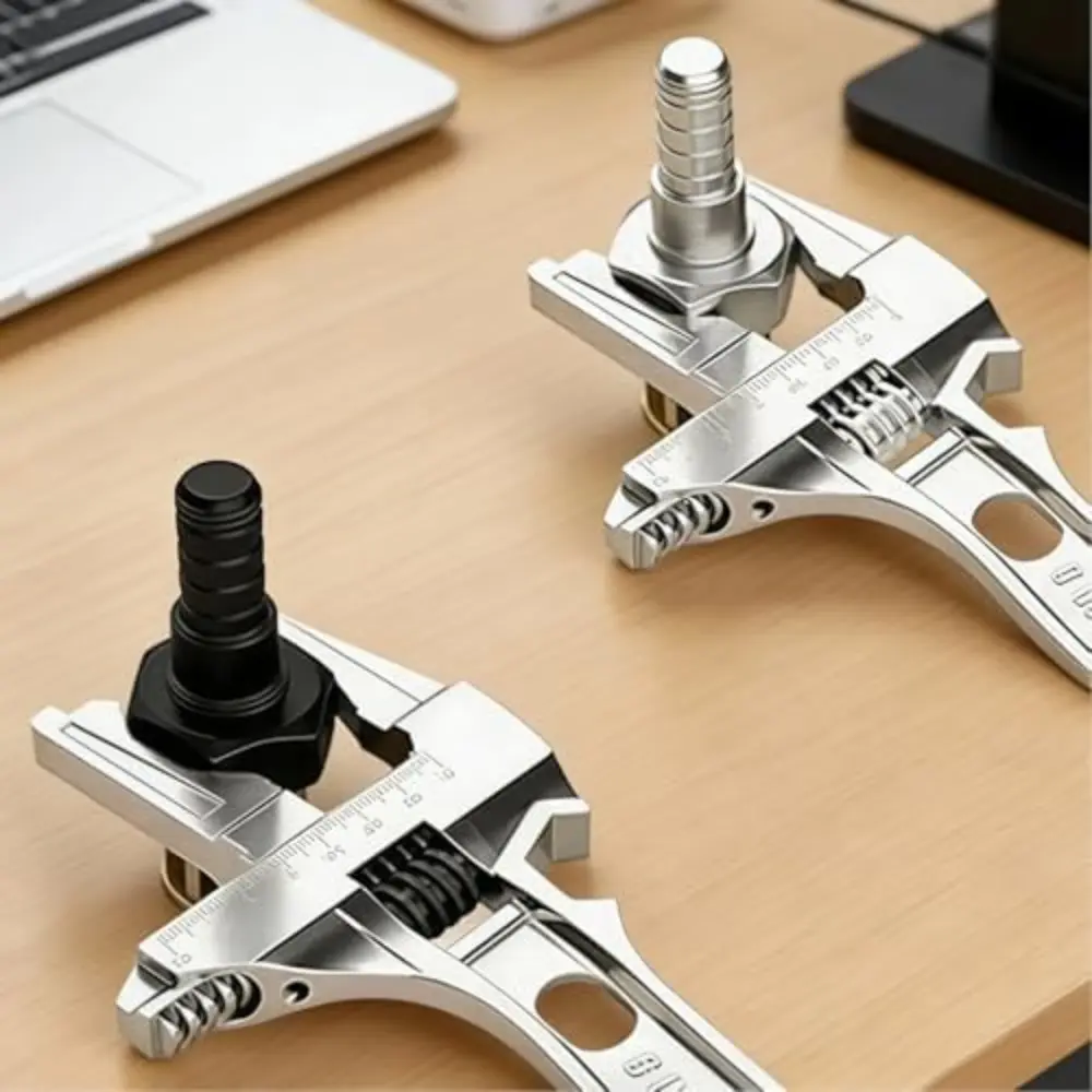 2 PCS Stubby Adjustable Wrench, Large Opening Wrench Spanner, Aluminum Alloy Wide Jaw Repair Tool for Bathroom Washbasin, Adjustable Wrench Sets