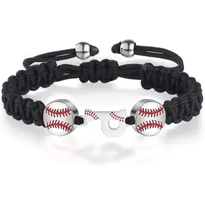 Baseball Bracelets Gifts for Men Athletes Jersey  Braided Adjustable Initial Letter Bracelets Personalized Gifts for Men
