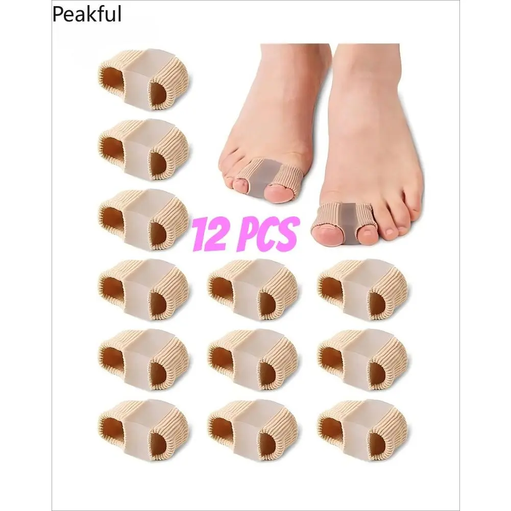 2/4/12pcs Unisex Gentle Toe Straighteners Walking Gel Bunion Pads Thin Overlapping Toe Alignment Splint Safe for Shoe Wear Weight Bearing