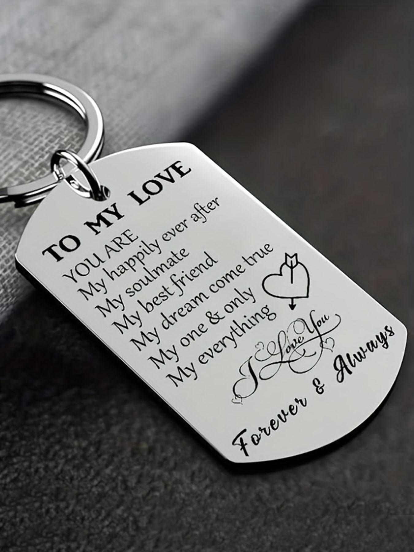 Stainless Steel Keychain, Personalized Concise Letter Pattern Metal Keychain for Men & Women, Trendy All-match & Exquisite Keychain for Birthday Gift