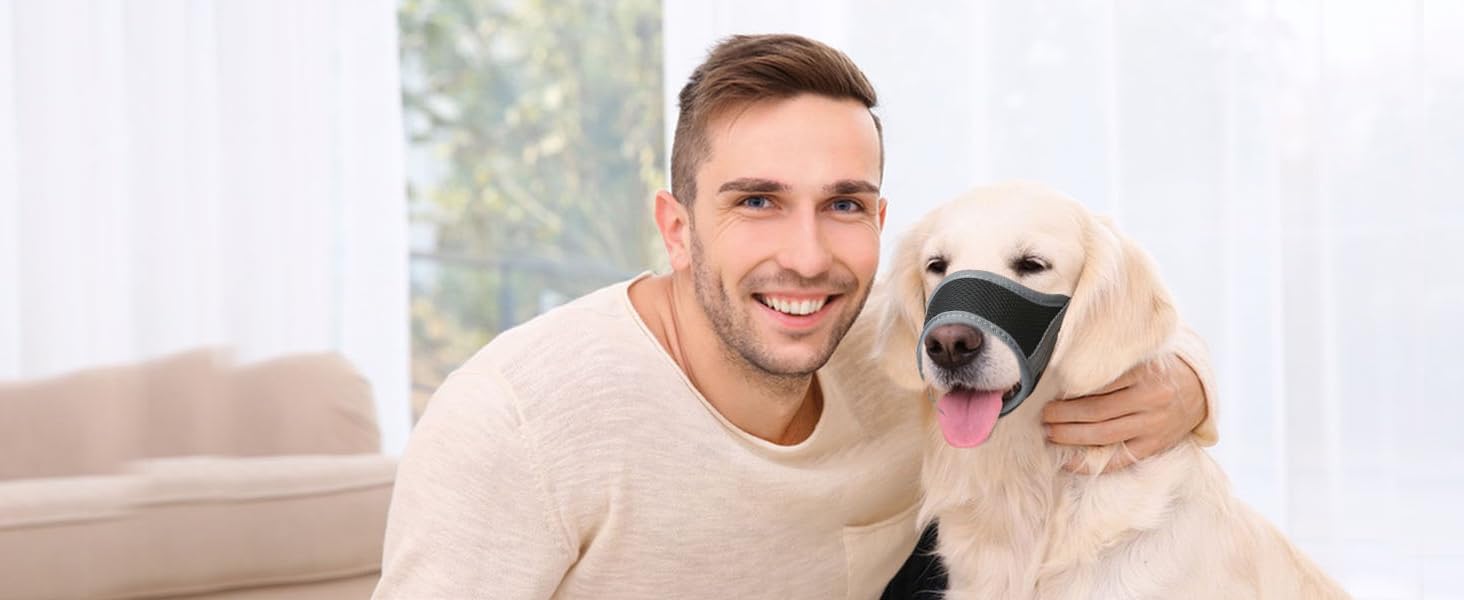 Dog Muzzle,Soft Nylon Muzzle Anti Biting Barking Chewing,Air Mesh Breathable Drinkable Adjustable Loop Pets Muzzle for Small Medium Large Dogs 4 Colors 4 Sizes (Black, L) PET MUZZLE pet muzzle