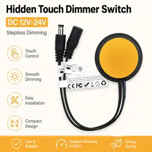 Hidden Touch Dimmer Switch DC12V 24V Stepless Dimming for LED 40MM Thickness Wood Penetration Invisible Sensor Controller for Home DIY Closet Wardrobe