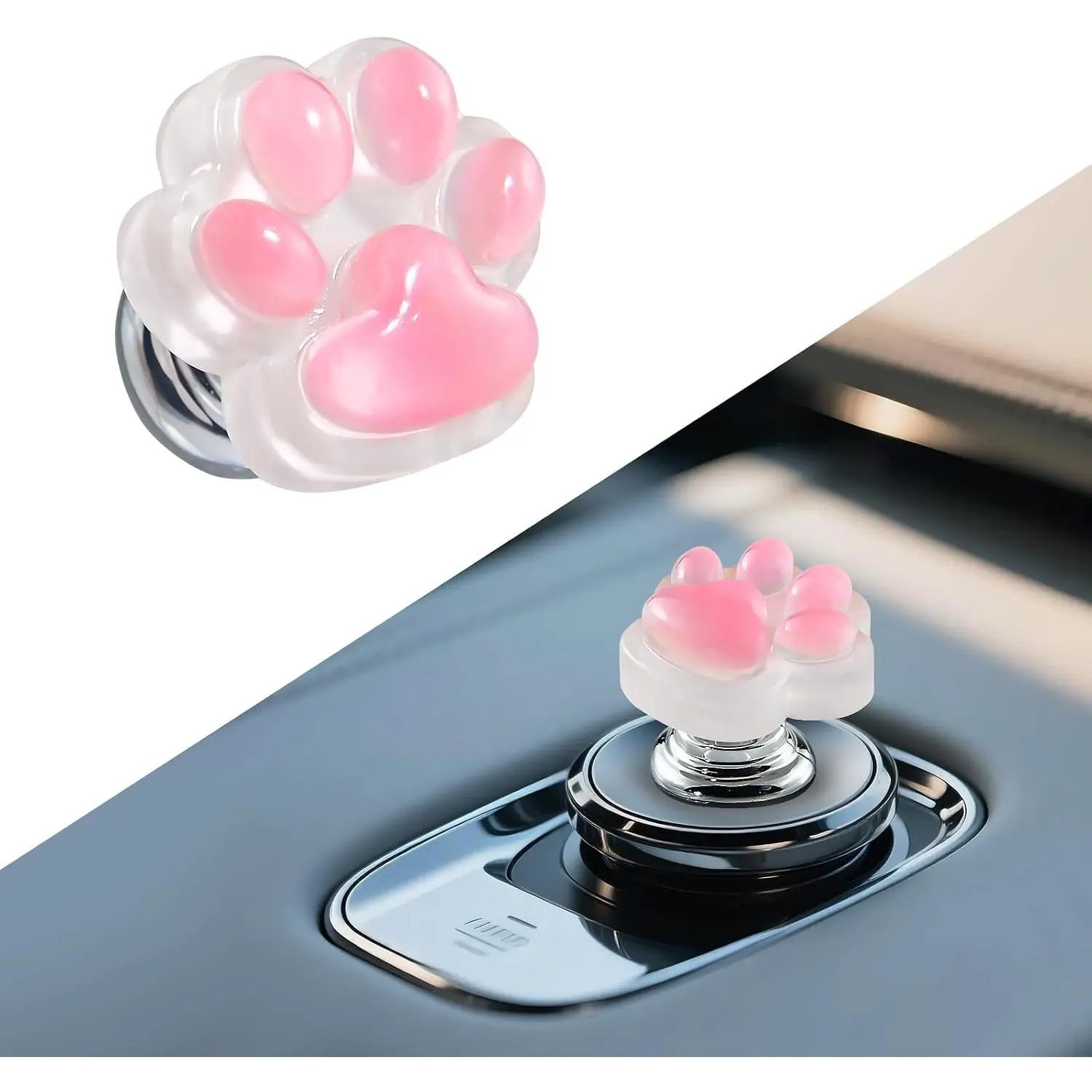 Push to Start Button Cover -  Paw Design  Engine Start Stop Cover, Kawaii   Accessories Easy Install for Women, Green (Cute Decor)