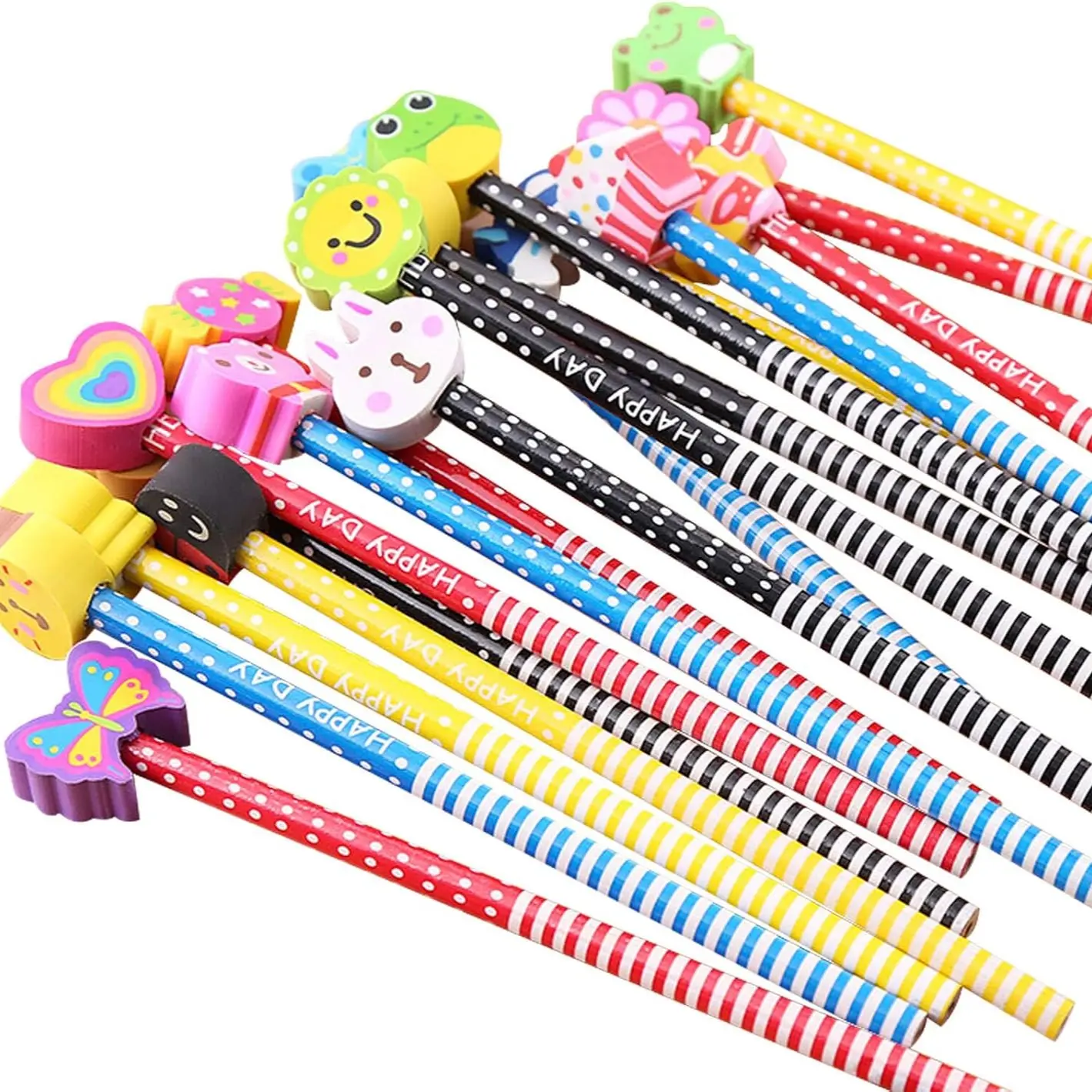 25 Cute Pencils with Eraser Heads, Fun Wooden Pencils for School Classrooms, Educational Supplies, Perfect for Students