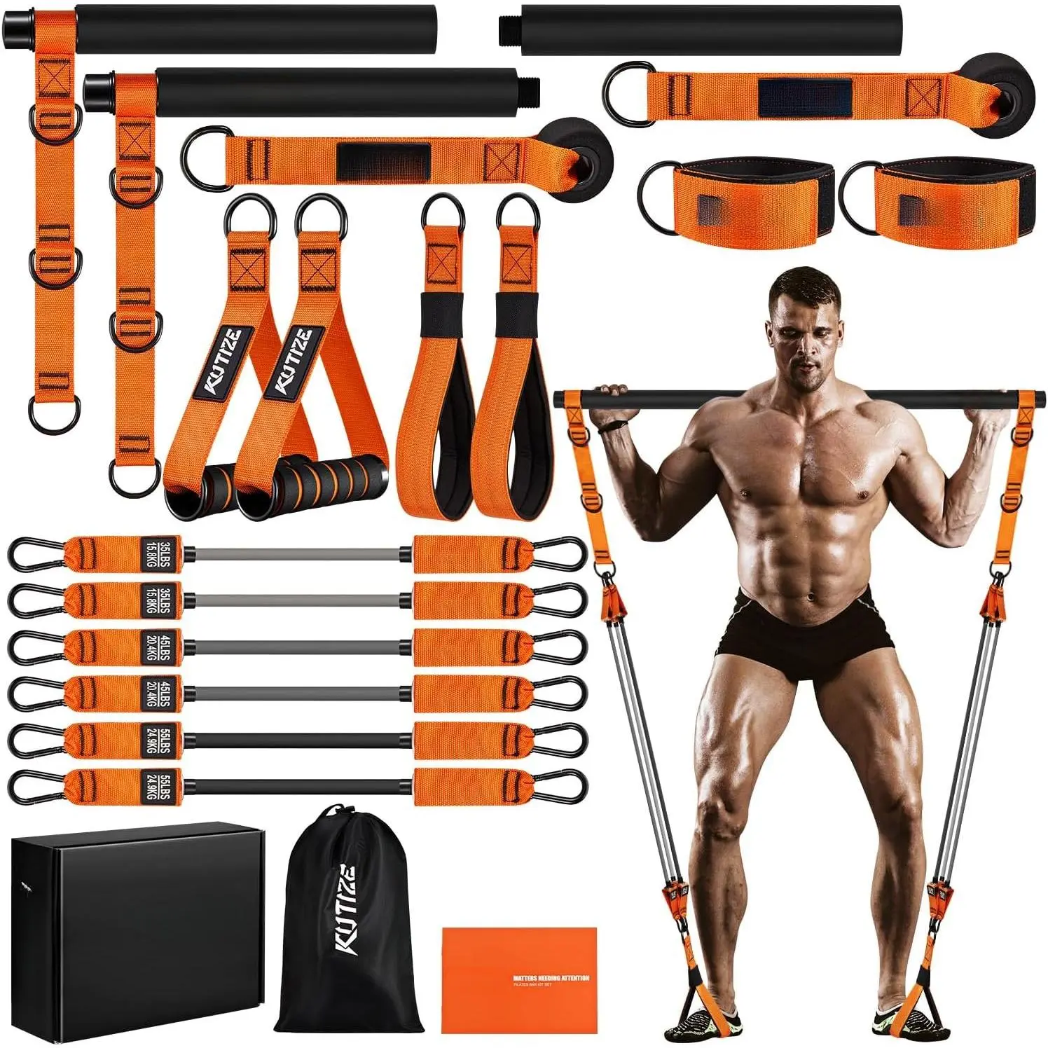 Pilates Bar Kit with Resistance Bands, Heavy Duty Pilates Equipment for Men,  Bands with Handles for , , , Arm, Abs, Chest, , Portable  Gym Workout Equipment