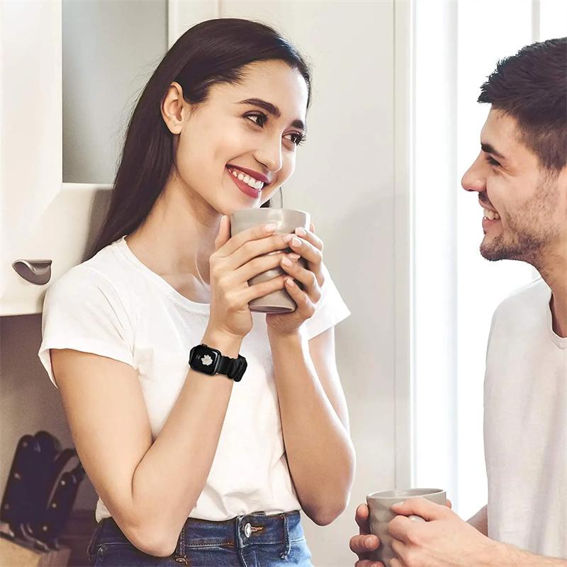 4-Pack Scrunchie Elastic Nylon Watch Bands for Apple Watch – Hair Loop Strap 38–49mm (Series 1–8, SE, Ultra)