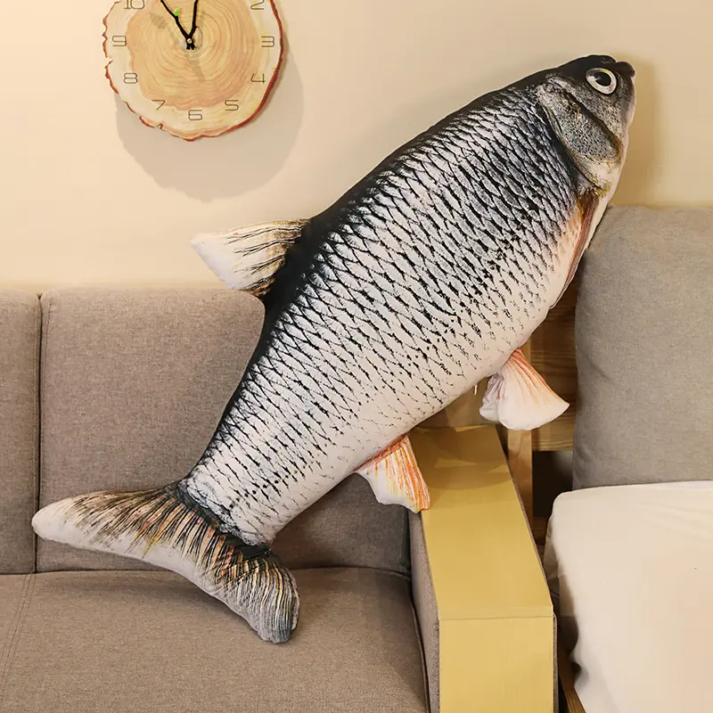 Simulated fish plush toy pillow, crucian carp and grass carp pillow, plush toy fish for boys and children to use as a sleeping pillow