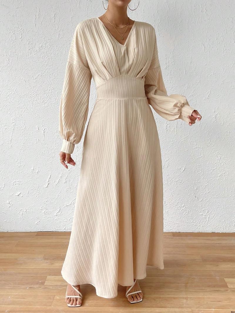 Dress A-Sleeve Lantern Solid Color a é Raffin SHEIN